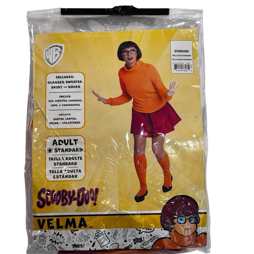 Scooby-Doo adult Velma Costume Standard (medium/ up to size 8) complete outfit